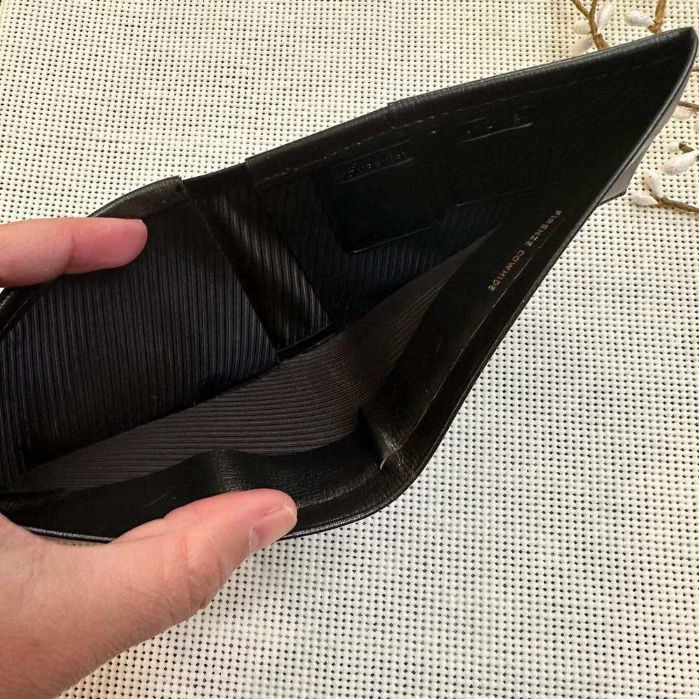 Rolfs Vintage Bi- Fold Black Textured Cowhide Leather Wallet Bills Card Mens NEW
